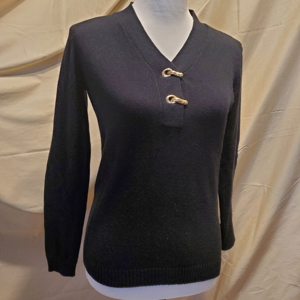 Charter Club Black/Gold Toggle Sweater PS
